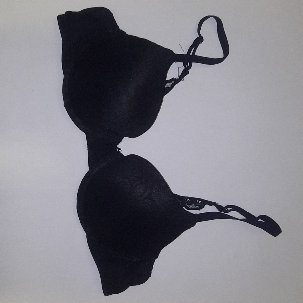 Black flower lace bra